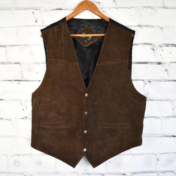 Vintage Scully Leather Suede Snap Front Western / Biker Vest XL - Picture 1 of 8